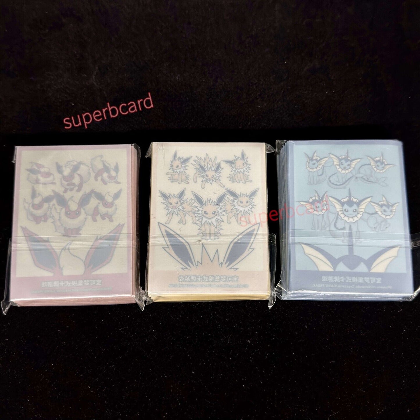 Pokemon Chinese Flareon Jolteon Vaporeon 3 Card Sleeve Set (64 Pieces)New Eevee