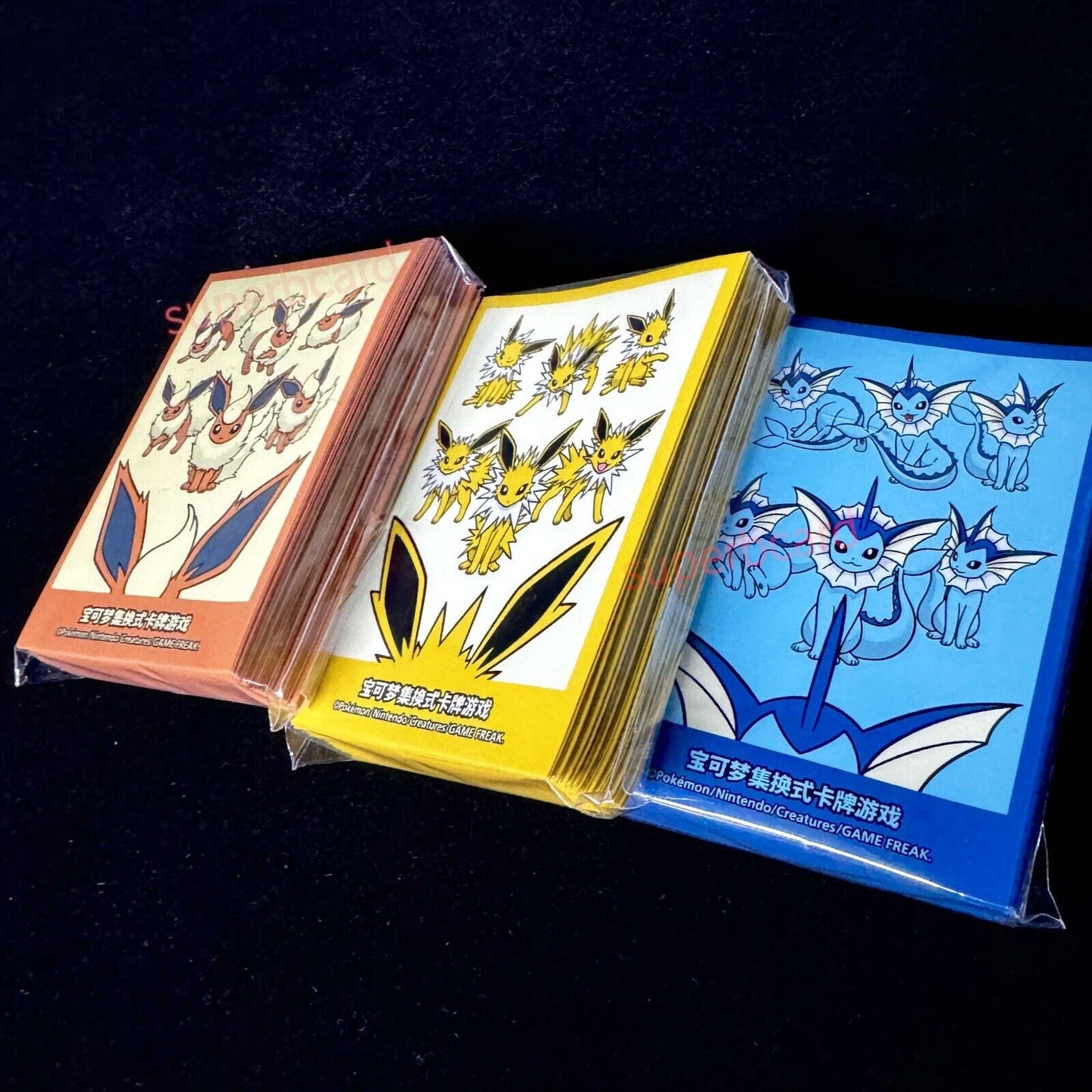 Pokemon Chinese Flareon Jolteon Vaporeon 3 Card Sleeve Set (64 Pieces)New Eevee
