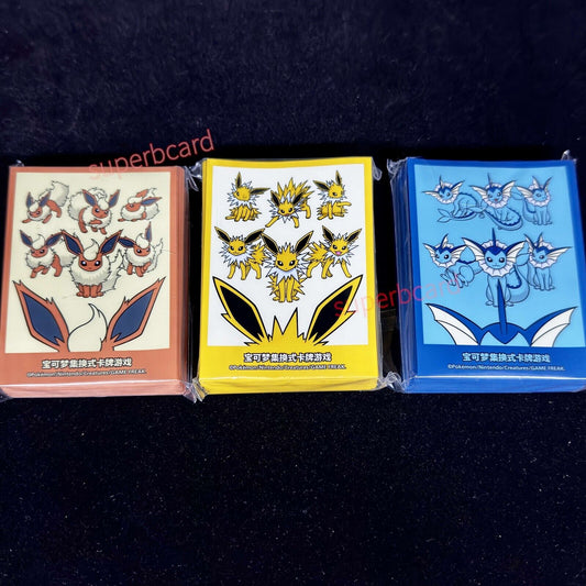 Pokemon Chinese Flareon Jolteon Vaporeon 3 Card Sleeve Set (64 Pieces)New Eevee